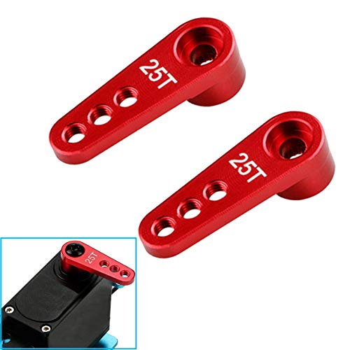 2PCS ShareGoo Metal 25T Servo Horn M3 Threads Steering Arm Server Rocker Compatible with Futaba Savox Power HD HSP Servos Motor 1/8 1/10 RC Car Truck,Red
