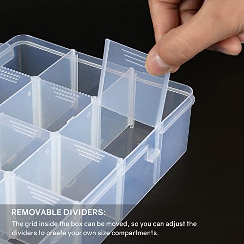 BTremary 15 Grids Clear Plastic Storage Box with Compartment, Craft Organizers and Storage, Transparent Jewelry Storage Box, Small Parts Organizer for Sewing Bead Washi Tape Thread - size: 15 Grids