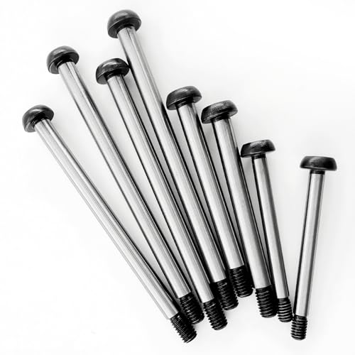 RC Lock-Nut Style Hinge Pins Set, Polished Steel 1144 Suspension Screw Pins Kit for 1/10 RC Truck & Crawler Upgrade (8PCS)