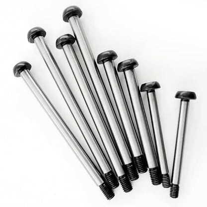 RC Lock-Nut Style Hinge Pins Set, Polished Steel 1144 Suspension Screw Pins Kit for 1/10 RC Truck & Crawler Upgrade (8PCS)