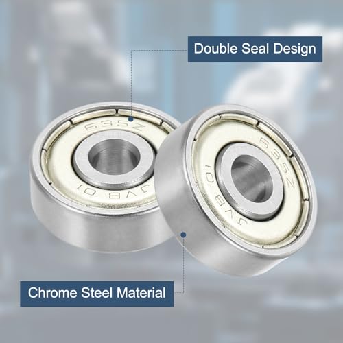 uxcell 4 Pack 635ZZ Deep Groove Ball Bearings, 5x19x6mm Chrome Steel Double Shield Bearing for Electric Motor, Home Appliances, Garden Machinery, (ABEC5) - size: 635ZZ