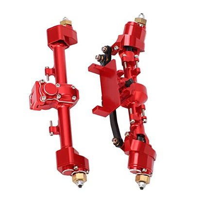 RiToEasysports RC Car Portal Axle Set, Aluminum Alloy Front Rear Axle Assembly with Steel Gears, Heavy Duty RC Crawler Upgrade Parts for 1/24 Axial SCX24 Off-Road Vehicles - color: Red