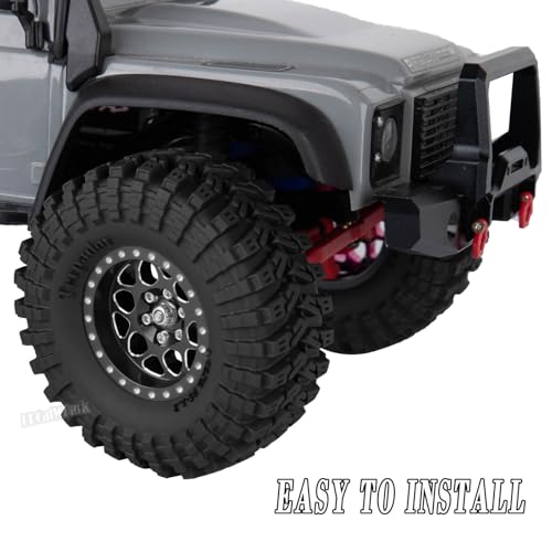 RC 1.3 Beadlock Wheels and Tires for 1/18 TRX4M 1/24 SCX24 FCX24 RC Crawler Car,4pcs RC 1.3 in Brass Rims & Aluminum Beadlock Wheels Rims and Tires,Black - color: Black - (4pcs 1.3 Tires)