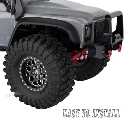 RC 1.3 Beadlock Wheels and Tires for 1/18 TRX4M 1/24 SCX24 FCX24 RC Crawler Car,4pcs RC 1.3 in Brass Rims & Aluminum Beadlock Wheels Rims and Tires,Black - color: Black - (4pcs 1.3 Tires)