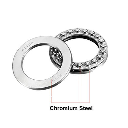 uxcell 51108 Thrust Ball Bearings 40mm x 60mm x 13mm Chrome Steel ABEC3 Single Row Roller 2pcs - size: 40mmx60mmx13mm