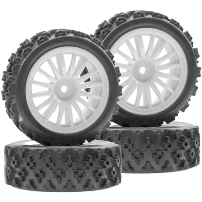 4Pack Vgoohobby OD2.83in 1/10 On Road Rubber Tires w/Nylon Wheel Rims 12mm Hex Compatible with HSP HPI Redcat Tamiya Traxxas 1/10 RC On Road Racing Touring Car (White) - color: White