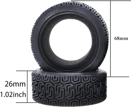 1/10 RC On-Road Car Tyres,WONFAST 4PCS 68mm Sponge Insert Rally Rubber Tires for 1:10 RC On Road Run-flating Racing Car Parts for Tamiya HSP HPI Kyosho RC Rally Car(Black) - color: 68mm