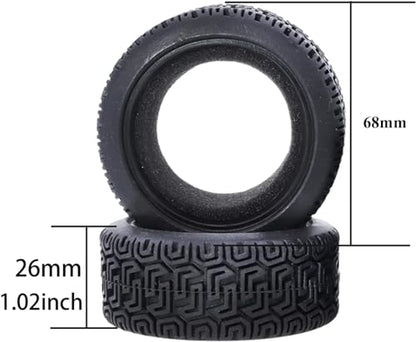 1/10 RC On-Road Car Tyres,WONFAST 4PCS 68mm Sponge Insert Rally Rubber Tires for 1:10 RC On Road Run-flating Racing Car Parts for Tamiya HSP HPI Kyosho RC Rally Car(Black) - color: 68mm