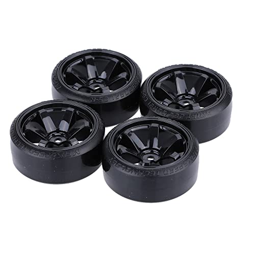 GoolRC 4PCS/Set 1/10 Drift Car Tires Hard Tyre Replacement for Traxxas HSP Tamiya HPI Kyosho On-Road Drifting Car (Black) - color: Black