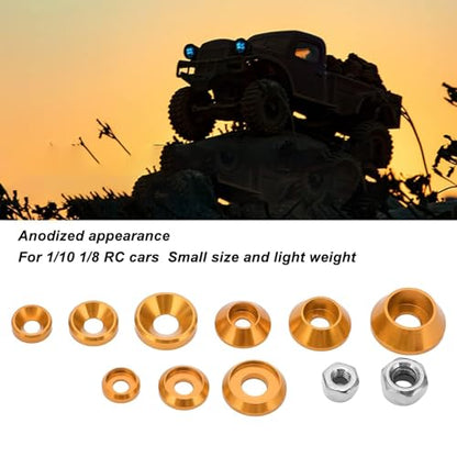 HERCHR Aluminum Alloy Cone Cup Head Screw Gasket Washer Counterbore Washers Gaskets Cup Shim Conical Washer Shim - color: gold