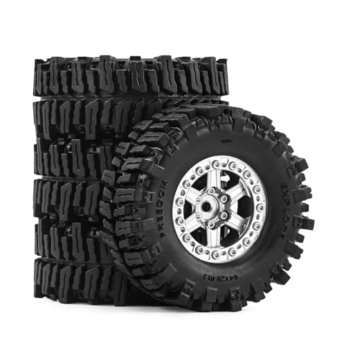1.3" Wheel Tires Aluminum Wheel for 1/18 1/24 SCX24 TRX4M Upgrade RC Crawler Car (silvery) - color: silvery-2