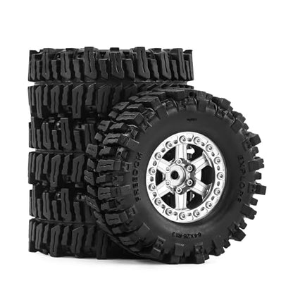 1.3" Wheel Tires Aluminum Wheel for 1/18 1/24 SCX24 TRX4M Upgrade RC Crawler Car (silvery) - color: silvery-2