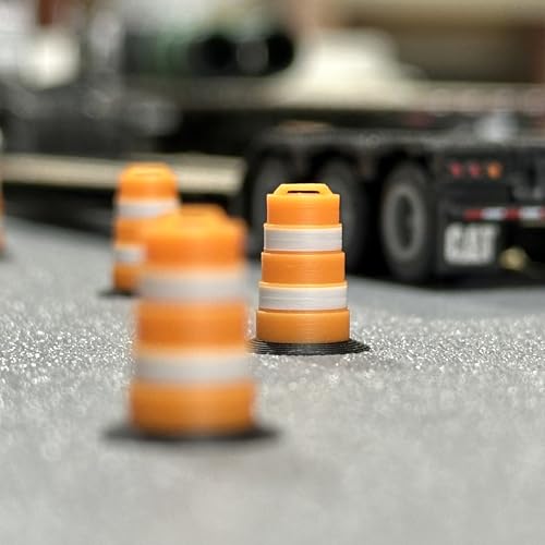 HO (1:87) Scale Commander-Style Traffic Barrels (24 Pack) – Modern Construction Drums for HO Model Railroads & Dioramas