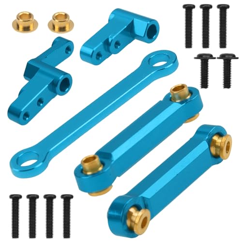 ShareGoo Aluminum Front Rear Swing Arm & Steering Knuckle Kit & Shock Absorbers & Shock Tower Mount Compatible with 1/14 MJX Hyper Go 14301 14302 RC Upgrade Parts (Blue) - color: Blue