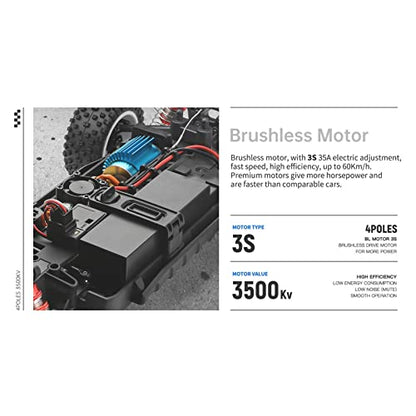GoolRC WLtoys 124008 Brushless RC Cars for Adults, 1:12 Scale Remote Control Car, 4WD 60KM/H High Speed Racing Car, 2.4GHz All Terrains Off Road Buggy RTR with 11.1V 2000mAh Battery