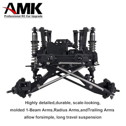 SCX10 Axle Upgrade Part, Twin I-Beam 2WD Pre-Runner Aluminum Suspension Conversion Kit for 1/10 RC Crawler Axial SCX10 I II 90046 90047 Axle Upgrade Part - color: Silver