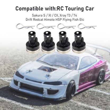 Hobbypark Aluminum Alloy Magnetic Stealth Invisible Body Post Mount for RC Hobby Model Car (Set of 4) (Black)