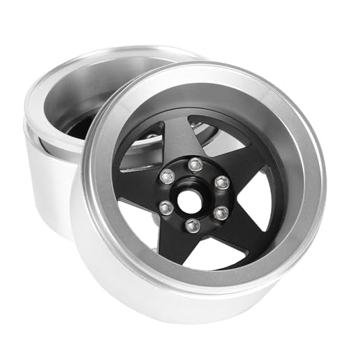 Aluminum 2.2" Beadlock Wheel Offset -10mm Metal Rims for SCX10 RR10 TRX4 VS4-10 Gen8 1/10 RC Crawler Car Upgrade Parts (5-Spoke, Black) - color: 5-spoke, Black
