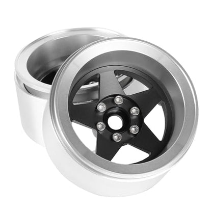 Aluminum 2.2" Beadlock Wheel Offset -10mm Metal Rims for SCX10 RR10 TRX4 VS4-10 Gen8 1/10 RC Crawler Car Upgrade Parts (5-Spoke, Black) - color: 5-spoke, Black