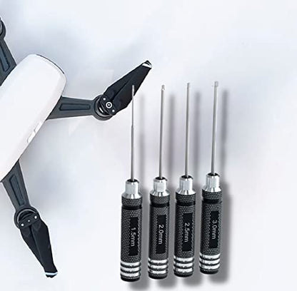 Drone Tool Kit -4Pcs RC Hex Driver Set –1.5mm Allen Wrench 2mm 2.5mm 3mm Aluminum Handle Steel Hexagon Screwdriver for traxxas RC Car Truck FPV Helicopter - size: 4pcs Silver