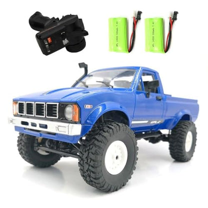 RC Crawler WPL C24 RC Rock Crawler RC Truck 4x4 1/16 Scale All Terrain | Remote Control Pickup Off Road RTR with 2.4 GHz Proportional Throttle Steering LED Light 2 Batteries Hobby Toy Adult