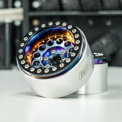 INJORA 1.9" 150g Brass & Aluminum -10mm Offset Wheels for 1/10 RC (Rainbow) - color: Rainbow
