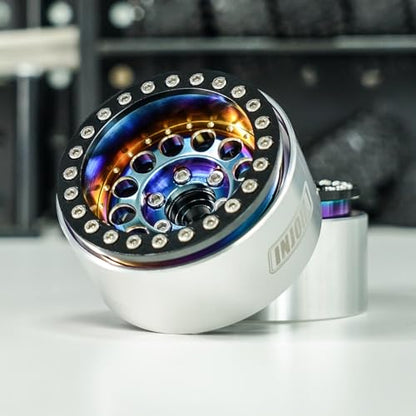 INJORA 1.9" 150g Brass & Aluminum -10mm Offset Wheels for 1/10 RC (Rainbow) - color: Rainbow