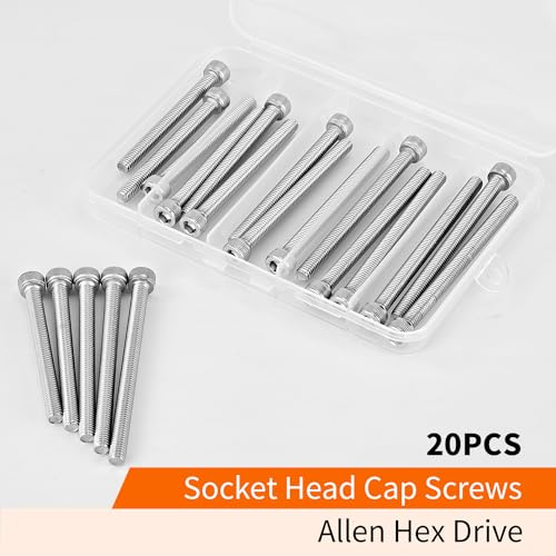 M6 x 60mm 65mm 70mm 75mm 80mm Hex Socket Head Cap Screws Bolts 304 Stainless Steel Metric Machine Allen Hex Drive, Fully Threaded, Assortment Kit 20PCS - size: M6 x 60/65/70/75/80mm (20PCS)