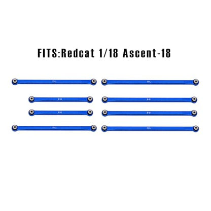 Links Set Aluminum Linkage for Redcat 1/18 Ascent-18 Upgrade Parts RC Crawler Car (Dark Blue) - color: Dark Blue