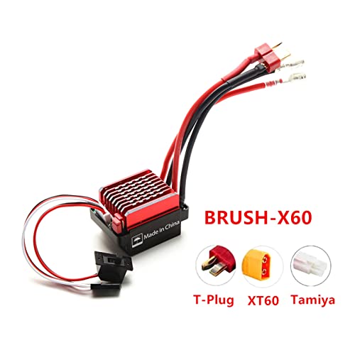GoolRC 60A Brushed ESC Electronic Speed Controller T Plug 6V 2A BEC Replacement for 1/10 Traxxas TRX4 TRX6 D90 HSP Redcat 4WD RC Car