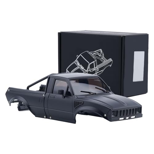DJX SCX24 Body Shell with Bed Rack for Axial SCX24 C10 Bronco Wrangler Base Camp 1/24 RC Crawler Car (Black) - color: Black