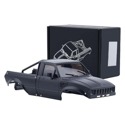 DJX SCX24 Body Shell with Bed Rack for Axial SCX24 C10 Bronco Wrangler Base Camp 1/24 RC Crawler Car (Black) - color: Black