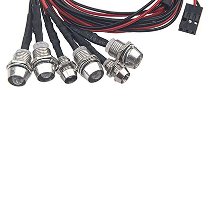2Pack HIRCQOO 6LED RC Car LED Light Headlights Taillight Lighting with JR Y Cable Compatible with Traxxas HSP Tamiya Redcat RC4WD Axial Kyosho Arrma 1/8 1/10 1/12 RC Car Truck (2Blue + 2White + 2Red)