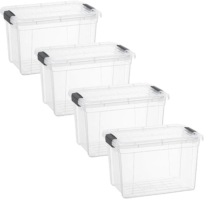 Superio Clear Storage Bins with Lids, Stackable Deep Storage Boxes with Latches and Handles, Extra Small, 4 Pack, Deep Containers for Home, Garage, and Kitchen - size: 2.5 Qt, style: 4 Pack