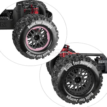 1/8 1/10 17mm Hex RC Truck Tires,Wheels and Tires for 1/10 E-Revo T-Maxx Summit,1/8 Kraton Outcast 6S,Sledge,Buggy Rubber Tyres and Rims w/Foam Insert for RC Off-Road Car,Black-Pink - color: Navy Blue&pink(4pcs)