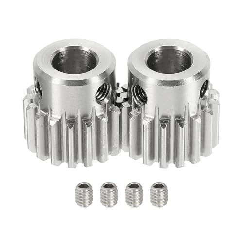 uxcell 2Pcs 1 Mod 17T Spur Gear 8mm Bore, 304 Stainless Steel Pinion Gear, 20°Pressure Angle, for Spur Rack and RC Model Car or Motor DIY(15mm) - size: 1 Mod 17T, 8mm x 15mm