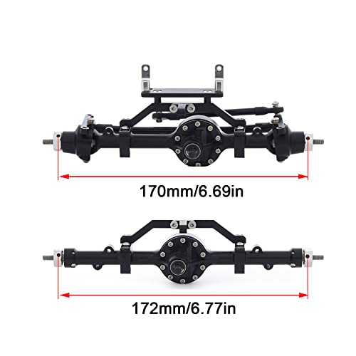 CNC Aluminum Alloy Front Rear Axle Complete Set for 1/10 RC Crawler RC-4WD Gela-nde II TF2 D110 Yo-ta II Axles(Black) - color: Front and Rear Axle