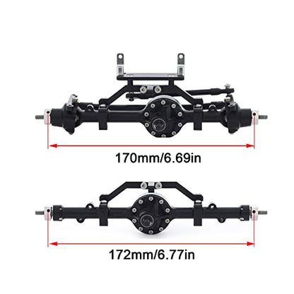 CNC Aluminum Alloy Front Rear Axle Complete Set for 1/10 RC Crawler RC-4WD Gela-nde II TF2 D110 Yo-ta II Axles(Black) - color: Front and Rear Axle