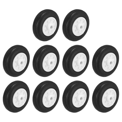 MECCANIXITY 10Pcs RC Airplane Wheels 1" OD Aircraft PU Rubber Tire Tail Airplanes Wheel Replacement for DIY Model Plane Helicopter Car - size: 1" OD