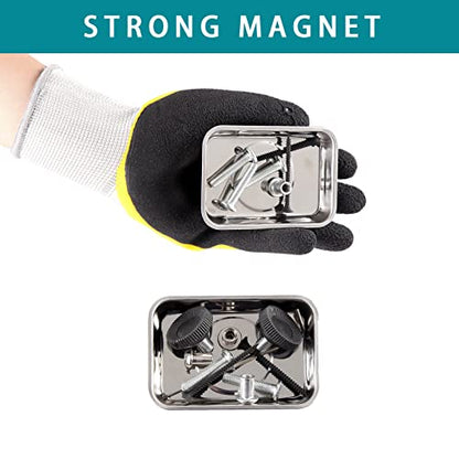 8 Pieces Rectangle Magnetic Trays Set Stainless Steel Magnet Tool Tray Parts Holder for Screws, Sockets, Bolts, Pins, Mechanic's and Automotive - size: 8 Pieces Set (3.7" x 2.5")
