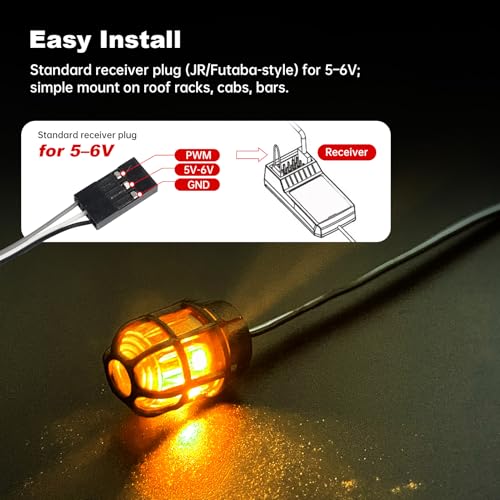 HobbyPark RC LED Flash Lights Alarm Lamp Flashing Rotating Beacon Light DC 5–6V Compatible with 1/10 TRX4 SCX10 RC Crawler Car 1/14 Tamiya Tractor RC Truck (2 Yellow Lights) - color: 2 Yellow Lights