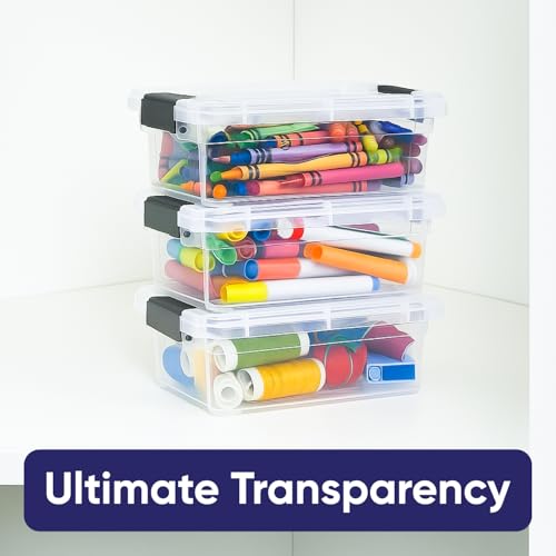 Superio Mini Storage Container Plastic Crayon Box Art Supplies and Sewing Case Stackable Clear Small Organizer for Beads, Stationery, Chalk, and Food, 0.7 Quart, 4 Pack - size: 0.7 Quarts, style: 4 Pack