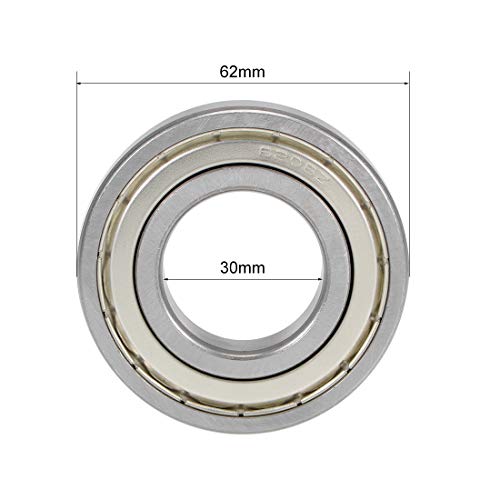 uxcell 6206ZZ Deep Groove Ball Bearings Z2 30mm X 62mm X 16mm Double Shielded Carbon Steel 2pcs - size: 30mmx62mmx16mm