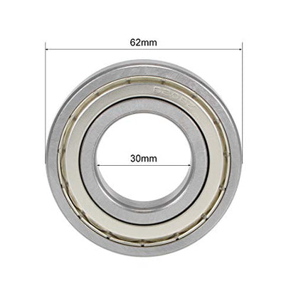 uxcell 6206ZZ Deep Groove Ball Bearings Z2 30mm X 62mm X 16mm Double Shielded Carbon Steel 2pcs - size: 30mmx62mmx16mm