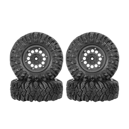 4PCS 1.3" Aluminum Alloy Beadlock Wheel Rims All-Terrain Tyre 70mm Rubber Tires Set with 5mm & 7mm Hex for 1/12 1/14 1/18 1/24 RC Rock Crawler Car Upgrade Parts (B-Black) - color: B-black