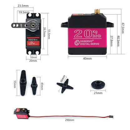 4 Pack DS3218 20KG Metal Gear Digital Servo with 25T Servo Arm Waterproof 270° DS Servo for 1/8 1/10 1/12 Scale RC Models, Car, Crawler, Boat, Robot