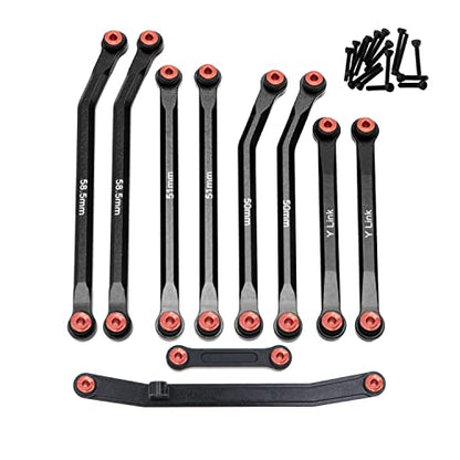 High Clearance Links Set Steering Rod Tie for AXIAL 1/24 SCX24 AXI00001 C10 AXI00002 Wrangler JLU AXI00006 Bronco Upgrades RC Crawler Car - color: Black