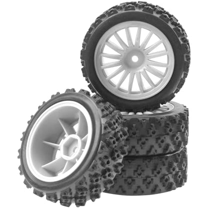 4Pack Vgoohobby OD2.83in 1/10 On Road Rubber Tires w/Nylon Wheel Rims 12mm Hex Compatible with HSP HPI Redcat Tamiya Traxxas 1/10 RC On Road Racing Touring Car (White) - color: White