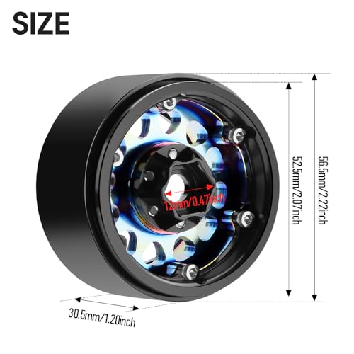 GLOBACT Rainbow 1.9" Beadlock Wheel Rim Offset -10mm for 1/10 RC Crawler | Fits SCX10 TRX4 TRX6 Redcat Gen8 RC4WD D90 VS4-10