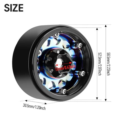GLOBACT Rainbow 1.9" Beadlock Wheel Rim Offset -10mm for 1/10 RC Crawler | Fits SCX10 TRX4 TRX6 Redcat Gen8 RC4WD D90 VS4-10